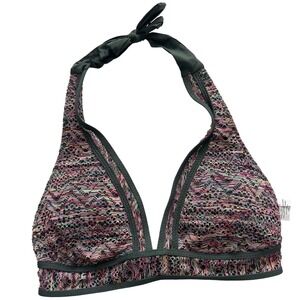 Becca Crochet Halter Bikini Top Brand Label Cut Off Size‎ Large